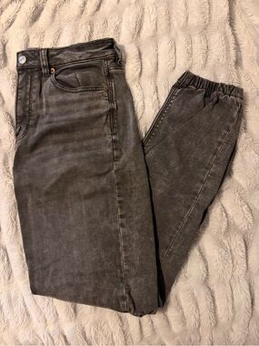 American Eagle Black Washed Jogger Jeans LONG